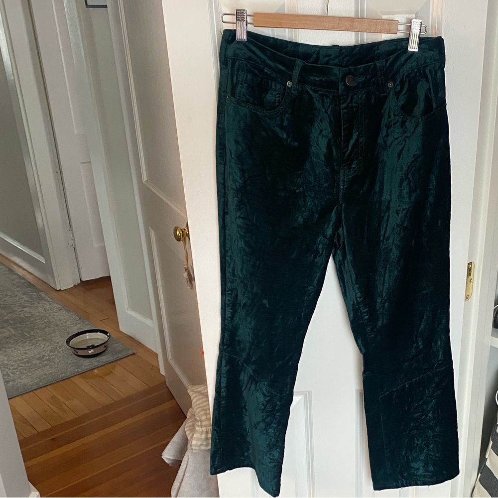 Free People Dark Green Velvet Pants - Picture 3 of 10